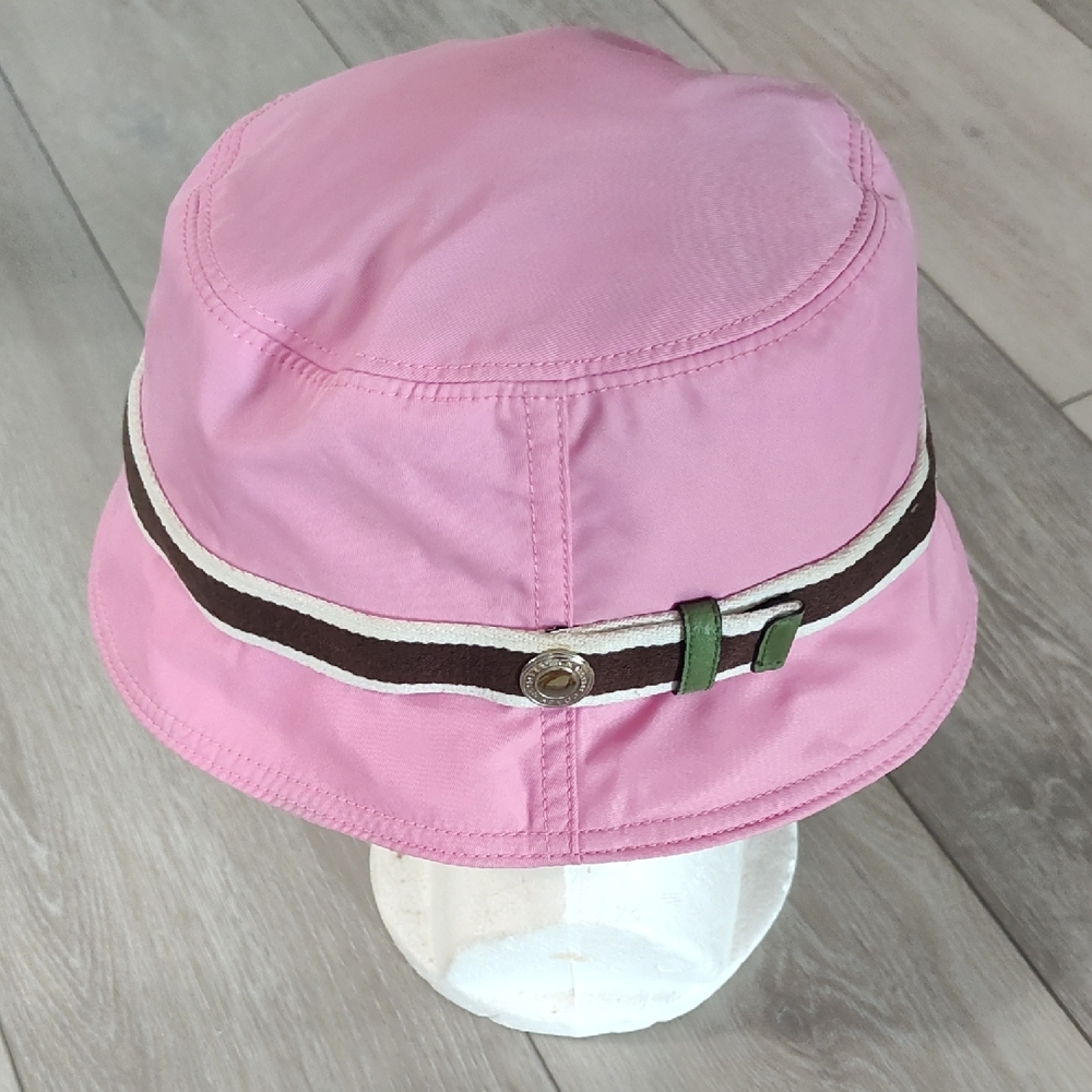Coach Pink and Brown Bucket Hat with Sporty Accents